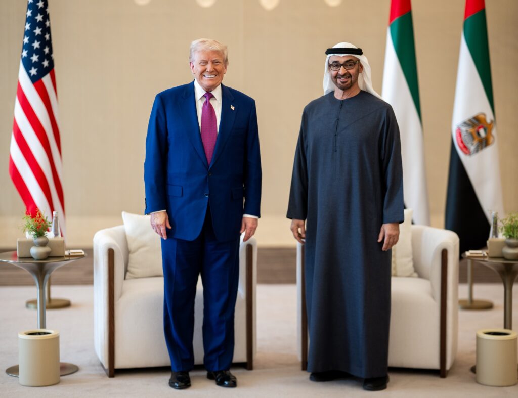 President Donald Trump and United Arab Emirates President Sheikh Mohamed bin Zayed Al Nahyan before Iran began targetting the UAE